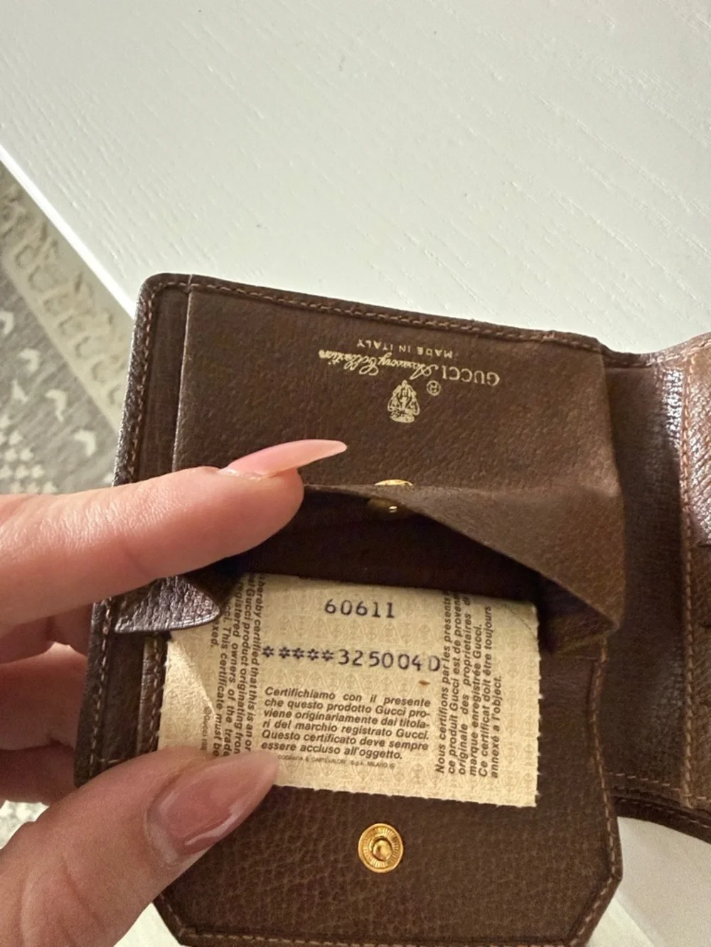 Gucci Beige & Brown Monogram Card Holder with Gold Accent wallet